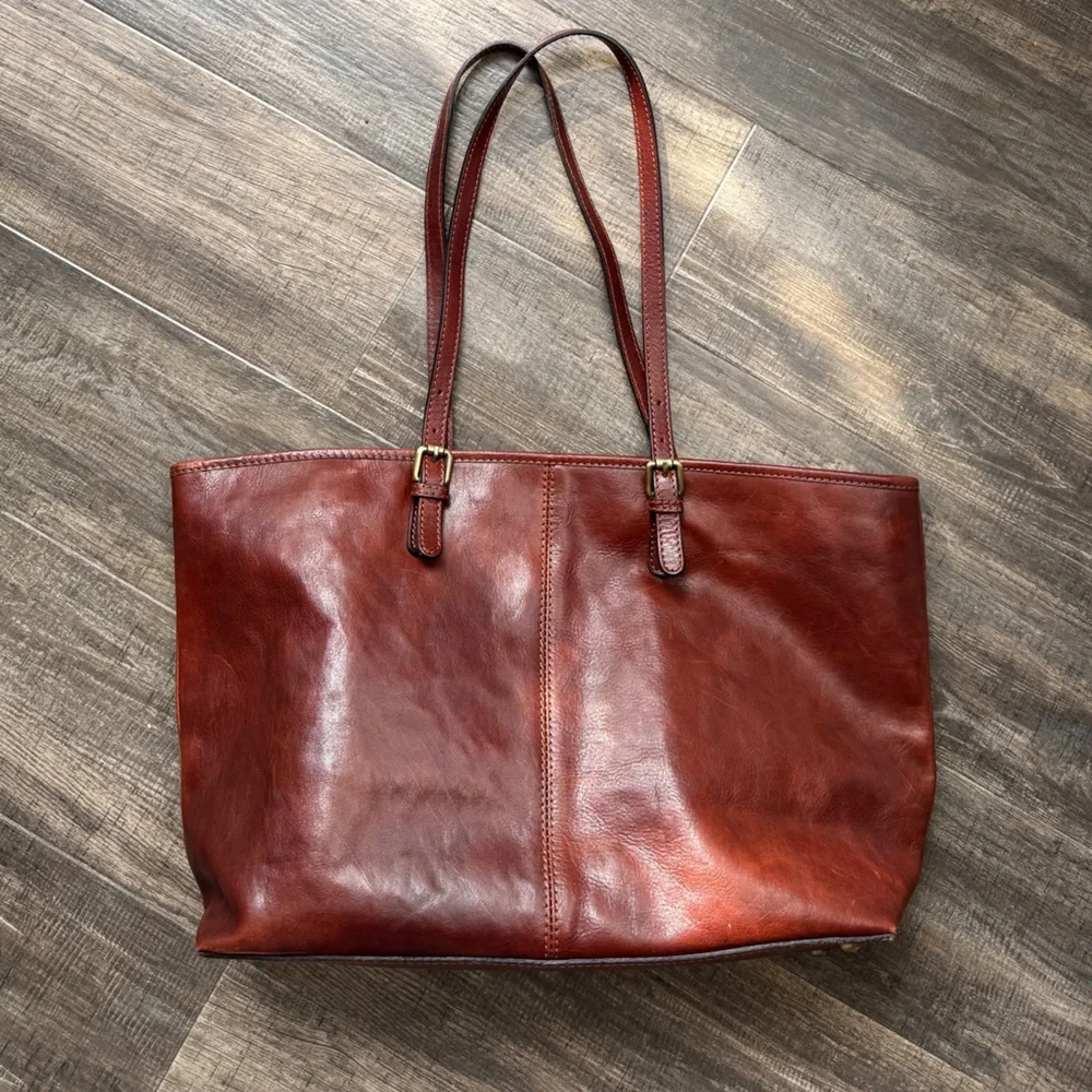 Floto brown leather large tote shoulder bag - Picture 1 of 6
